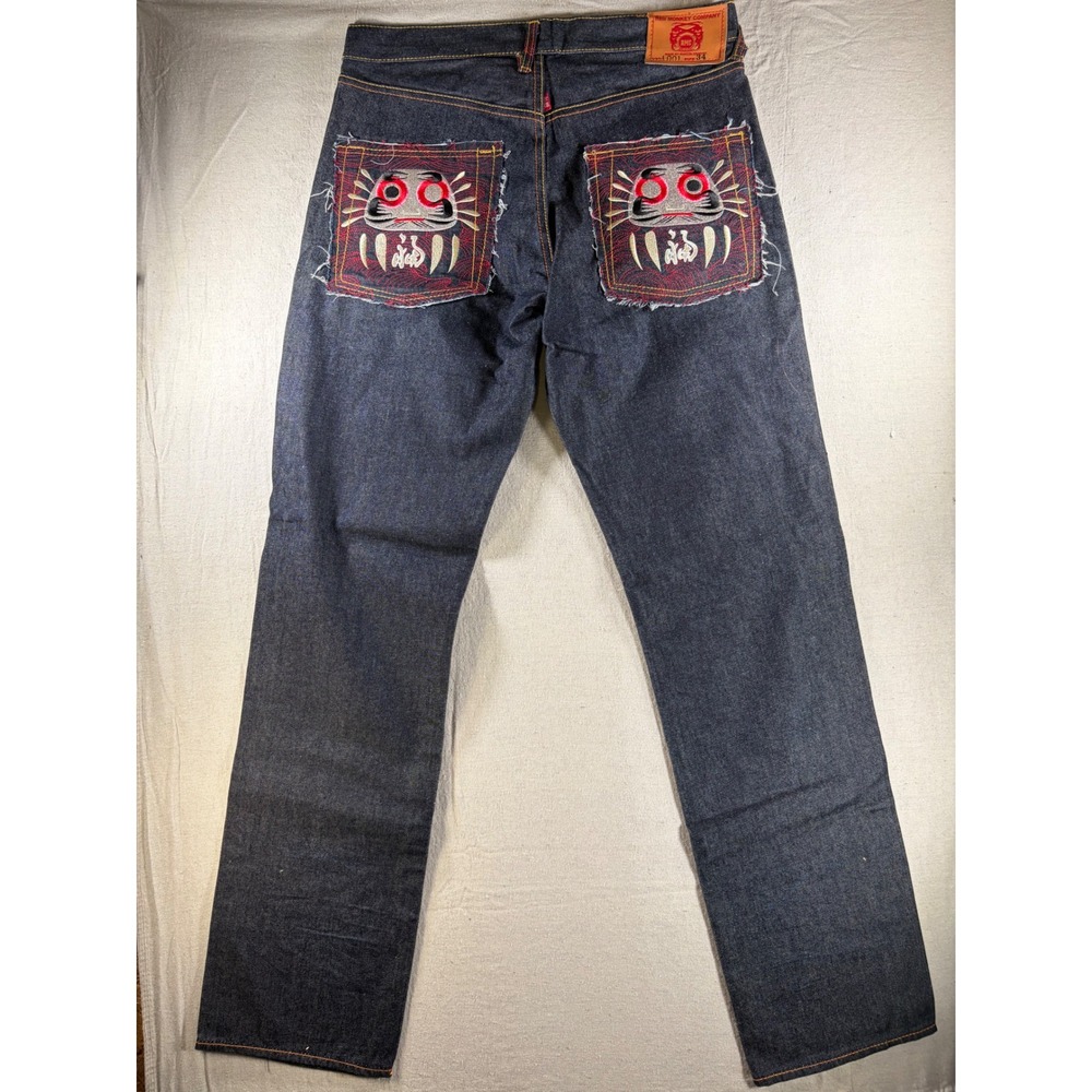 Red Monkey Company Lot 1001 Selvedge Jeans Mens 34 Approx 35x32 Dark Wide Leg